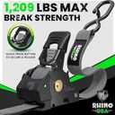 Rhino USA Retractable Ratchet Straps (4-Pack) - 1 Inch x 10 Feet (1,209lb Break Strength) - Auto Self Retracting Tie Down Straps for Truck, Cargo Trailer, Motorcycle, ATV, UTV - Gray