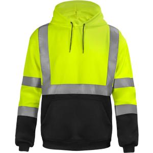 sesafety Class 3 High Visibility Sweatshirt for Men,Hooded Pullover,Hi-Vis Safety Hoodie Pullover Sweatshirt,Reflective Safety with Black Bottom (Yellow-203, 4XL)