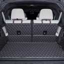 for BMW X7 X7 2+2+2 Seater Trunk Mat Cargo Cover Dog Liner Boot Liner Full Coverage Leather 3D Laser Measured (Trunk Mat+3rd Row Backrest Mat+Both Sides Panel) (Black with Black Stitching