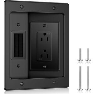 ELECPOW in Wall Cable Management Kit, Hide TV Power Cables & Low Voltage Wires Behind The Wall, Recessed Outlet for Wall Mounting TV-Black