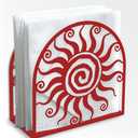 Red Metal Napkin Holder for Table 5.9"x 5.9"x 2" Wacky Sun Napkin Dispenser for Kitchen Dining Countertop Farmhouse Coffee Bar for Paper Mail Bills Suitable