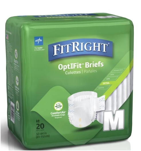 FitRight Extra+ Adult Diapers, Disposable Incontinence Briefs, LeakProof Diaper, Absorbent Briefs For Men and Women, Maximum Protection, Medium, 32 – 44 in, 20 briefs per bag