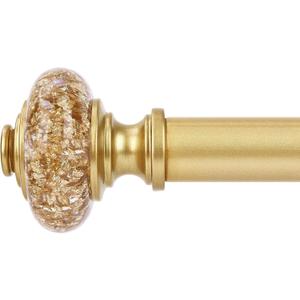 Gold Curtain Rods for Windows 48 to 84 Inch, Decorative Vintage Crystal 1'' Diameter Curtain Rod with Gold Foil Finials, Adjustable Heavy Duty Easy Install Drapery Pole Set for Farmhouse, Bedroom (36-88)
