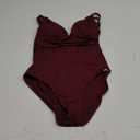 Eomenie Women's One Piece Swimsuit Tummy Control Bathing Suit V Neck Slimming 1 Piece Swimwear (Medium, Wine Red Ribbed)