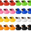 24 Set Mini Rubber Ducks with Sunglasses, Tiny Bath Rubber Ducks Bulk for Car Dashboard Decorations Cruise Birthday Party Favors (Multicolor)