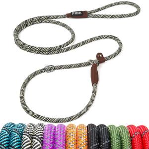 Fida Durable Slip Lead Dog Leash, 6 FT x 3/8" Heavy Duty Comfortable Strong Rope Slip Lead for Small Dogs and Puppies, No Pull Pet Training Leash with Highly Reflective(3/8", Grey)
