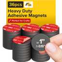 Adhesive Magnets - Ferrite Magnetic - Round Disc - Strong Sticky Adhesive Backing - Ceramic Magnet Ideal for DIY, Craft, Kitchen (1"x0.15")