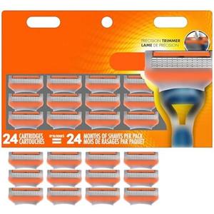 24Pcs Premium Razor Blades for Men compatible gillette fusion 5 blades refills -5-Layer Stainless Steel Refills Compatible with Fusion 5 Style Razors,Smooth Shaving Replacement Cartridges Value Pac