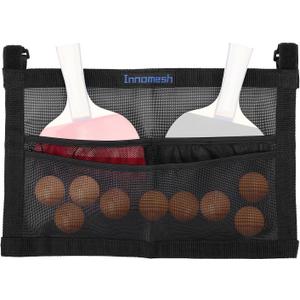 Innomesh Ping Pong Paddle Case with Mesh Storage Bag, Under Table Tennis Racket Holder for Balls & Paddles, Hanging Pickleball Paddle Rack Organizer, Easy Install Ping Pong Ball Holder with Straps