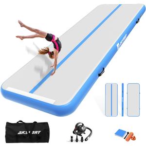 AKSPORT Inflatable Gymnatsics Mat Tumble Track 10ft 13ft 16ft 20ft 23ft Air Tumbling Mat with Air Pump for Home Use/Training/Cheerleading/Yoga