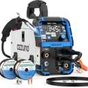 AZZUNO MIG Welder 145A, 110V/220V Dual Voltage 4 in 1 Gas/Gasless Flux Core MIG Welder/Lift TIG/Stick Welding Machine, Wire Feed Welder with Synergic Control