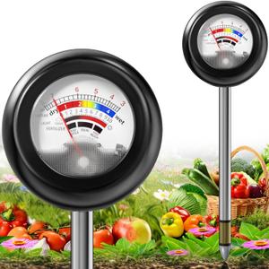 4-in-1 Soil Tester, Soil Moisture Meter/Soil PH Meter/Sun-Light/Fertility, Moisture Meter for Plants Gardening, Lawn, Farm (No Battery Required) (90rotation)