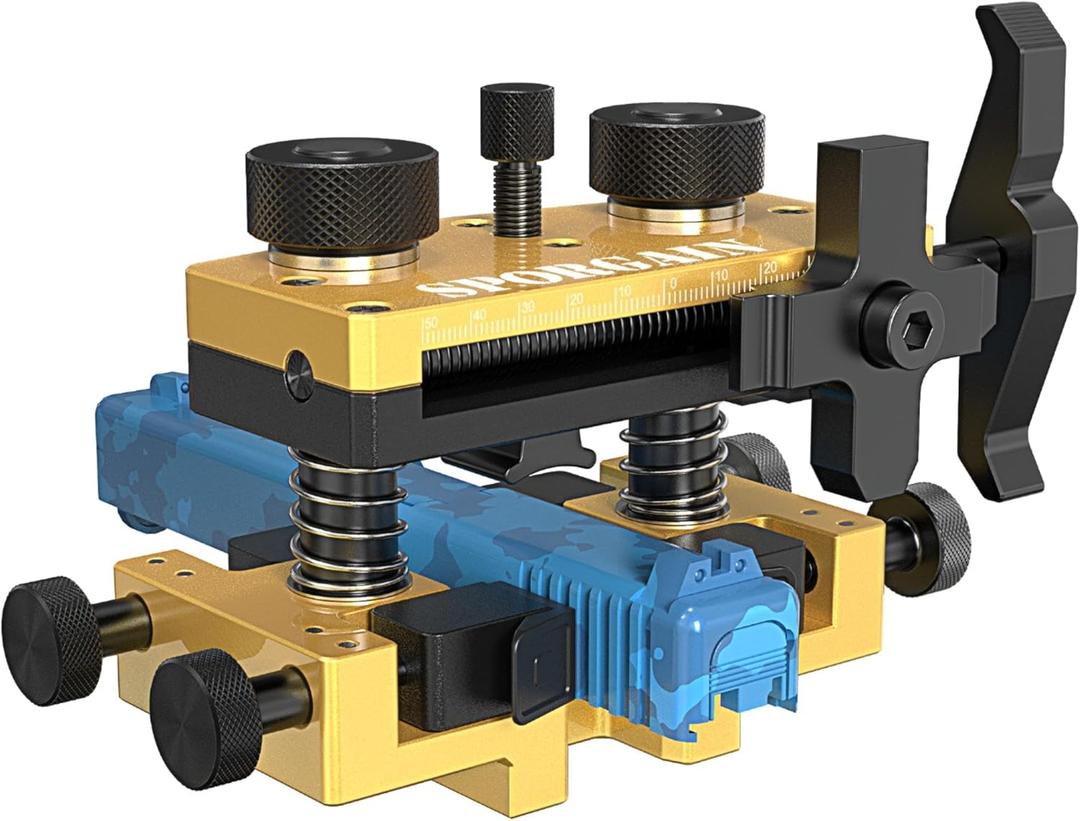 SporGain [Updated] New Model Pistol Sight Pusher Tool with Heavy-Duty Construction for Handguns Front Rear Sight Removal Adjustment (Gold)
