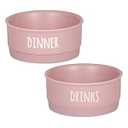 Bone Dry Ceramic Pet Bowls for Dogs & Cats Dishwasher & Microwave Safe, Non-Slip Bottom for Secure Feeding with Less Mess, Small Set, 4.25x2, Pale Mauve, 2 Count