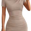 ZESICA Women's 2026 Summer Short Sleeve Bodycon Mini Dress Ruched Going Out Sexy Cocktail Party Club Dresses