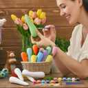 Gemscream 72 Pcs 5 Inch Easter DIY Foam Carrot Unfinished Kits White Simulated Polystyrene Craft Bulk Carrot DIY Spring Paint Your Own with Artificial Grass for Easter Kitchen Party Basket Decor