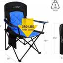 FAIR WIND Camping Chair 2 Pack 400 LBS Capacity Fully Padded Portable Chair with Side Pocket & Cup Holder, Heavy Duty Lawn Chair for Outside, Tailgating, Beach, Sports