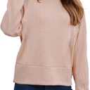 Women's Casual Crew Neck Sweatshirts Casual Loose Pullover Tops Long Sleeve Fall Shirts Fashion Clothes OneSize (Pink)