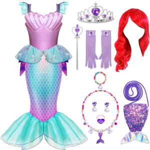 Spooktacular Creations Halloween Mermaid Costume for Girls, Little Mermaid Dress, Princess Dress Up for Girls 4-6 for DressUp (Small (5-7yr))