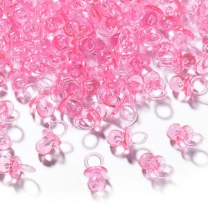 150 Mini Acrylic Pacifiers for Baby Shower Game, 0.86 Inch Bulk Gender Reveal Party Favors Table Decoration (Pink)