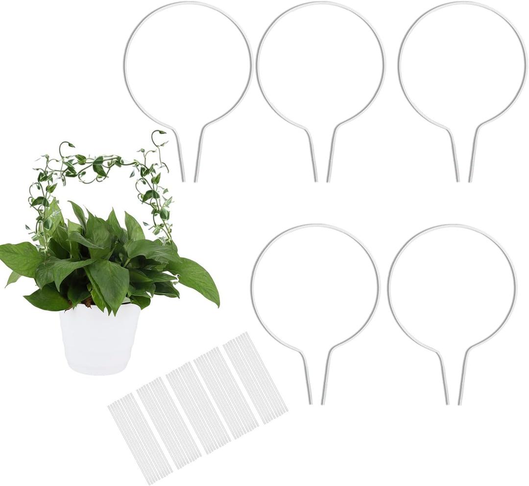 5pcs Round Acrylic Trellis for Climbing Plants, Small Plant Trellis House Plant Accessoriess for Indoor Outdoor Pothos Vine Ivy Monstera Hoya Flowers