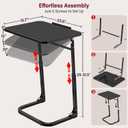 Extra Large Foldable Couch Side Table, Premium Black Top, Height & Tilt Adjustable, Easy Installation, Snack Table Laptop Desk for Sofa, Bedside and Recliner, Easy to Store, Flat