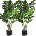 FLOWORLD Artificial Monstera Plant 4FT Tall Fake Swiss Cheese Plant Potted Faux Tropical Floor Plants Indoor Decorative House Plants Artificial Palm Trees for Home Office Living Room Decor, 2 Pack