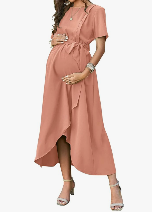 Arach&Cloz Womens Maternity Dress Clothes 2023 Summer Short Sleeve Maxi Dresses for Nursing Photoshoot Baby Shower S
