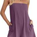 Yanekop Womens Summer Strapless Romper One Piece Short Jumpsuits Casual Sleeveless Beach Rompers with Pockets (M)