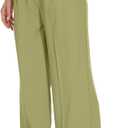 FUNYYZO Wide Leg Pants Women's High Elastic Waisted in The Back Business Work Trousers Long Straight Suit Pants (Green, S)