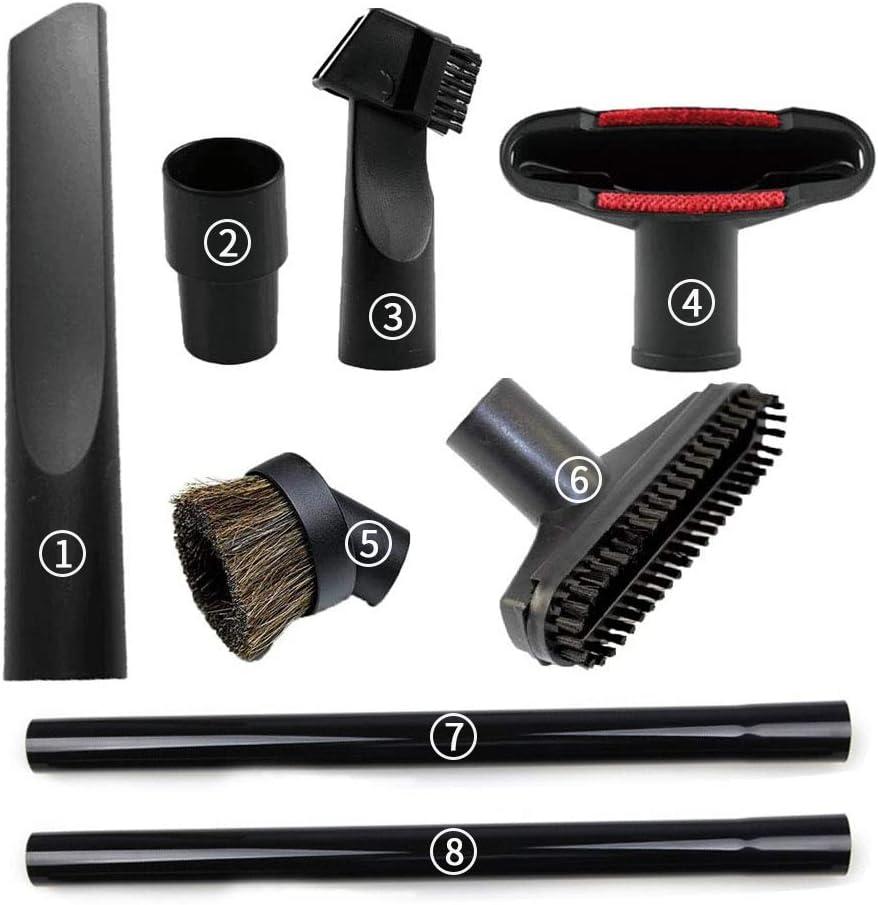 8 Pack Vacuum Attachments for Shop Vac Accessories 1 1/4" - 2 Vacuum Extension Wand, 1 1/4 inch (32 mm) & 1 3/8 inch (35 mm) Vacuum Hose Adapter, 1 1/4 inch Vacuum Cleaner Accessories Brush Kit