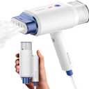 Newbealer Steamer for Clothes, 1200W Travel Steamer with Horizontal & Vertical Steaming, 2 Steam Levels, Dry Ironing, Foldable, 1.5lbs Lightly, 180ml Handheld Fabric Wrinkle Remover (120V Only) (Blue)