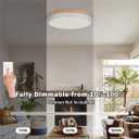 Modern Wood Flush Mount Ceiling Light, White LED 5CCT 2700K-6000K Dimmable Ceiling Light Fixtures, Round Close to Lighting Fixture for Kitchen Living Room Dining Room Bedroom-15.8in