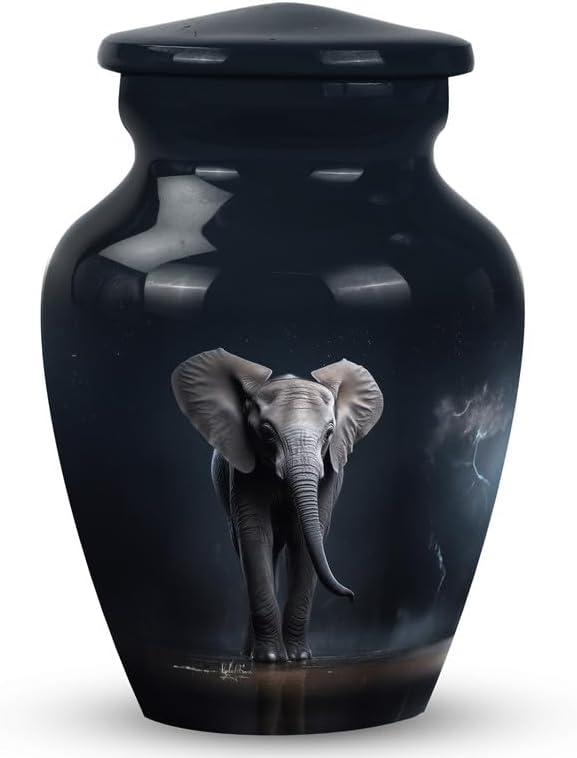 Elephant Walking in Dark Cremation Urns - 3 Inch - Pack of 1 - Adult Male Keepsake