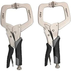 Amazon Basics Adjustable Metal Face Clamps for Woodworking, Welding, or Repairs, 11-inch, Pack of 2, Black/Silver