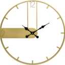 SwallowLiving 24 Inch Gold Minimalist Metal Wall Clock with Arabic Numerals - Elegant Home Decor, Silent Quartz Movement, Easy to Read, Perfect for Living Room, Kitchen, or Bedroom