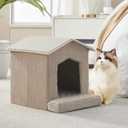 Cat Beds for Indoor Cats,Cat Houses,Cat Cave with Orthopedic Cushion,Foldable Cat Condos,Hideaway,Shelter,Beige Cat Tent for Small Dogs and Rabbit,Squirrel