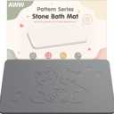 AWW Stone Bath Mat, Diatomaceous Earth, Cat Pattern, Grey, 23.6" x 15.5"