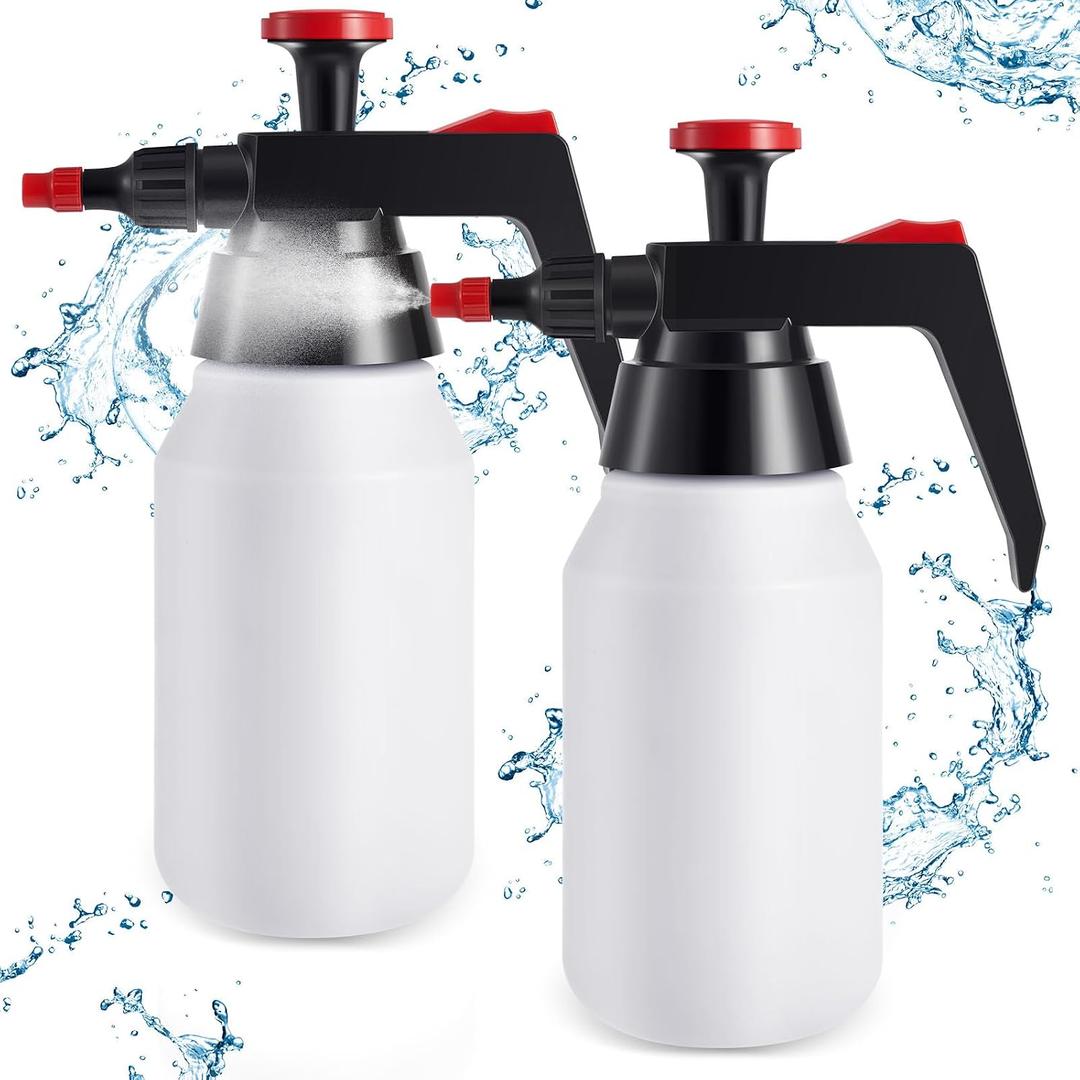 Reallnaive 2 Pcs 1000ml Multipurpose Hand Pump Spray with Adjustable Brass Nozzle, Pump Sprayer for Home, Garden and Car Detailing, Surface Prep, and More