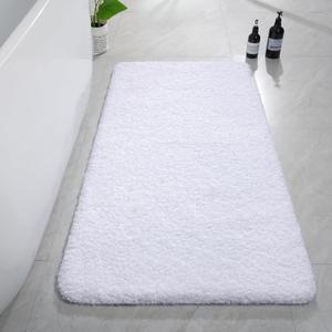 AROGAN Luxury Long Bathroom Runner Rug, 24x48 Inch Thick Soft and Absorbent Microfiber Non Slip Bath Mat, Rubber Backing Quick Dry Rugs Carpets, Machine Washable Plush Mats for Shower Floor, White
