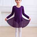 MdnMd Toddler Girls Long Sleeve Ballet Leotards Dresses Dance Skirt Ballerina Tutu Outfits