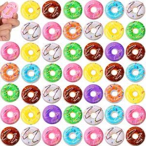 Jerify 72 Pcs Donut Stress Balls Foam Donut Party Favors 1.97 Inch Fake Donuts Slow Rising Toys Rainbow Stress Relief for Party Decoration Birthday Games Supplies, 8 Colors