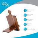 BIRDROCK HOME Wooden Cookbook Tablet Stand for Kitchen Counter | Acacia Wood Recipe Holder | Multi-Purpose Decorative Bookstand | Ipad, Bible | Tabletop Display w/Cord Hole | Easy Assembly - Brown