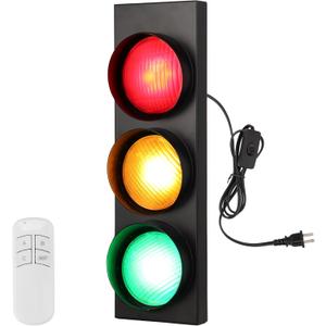 yeesport Traffic Light Wall Lamp, Retro Traffic LED Light with Remote Controller, Kids Bedroom Stop Light, Room Decor Light, Vintage Fun Signal Light for Bedroom, Living Room, Club, Bar, Pub (1)