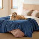 Bedsure Waterproof Blanket for Bed - Sherpa Fleece Waterproof Dog Blankets for Large Dogs, Pet Blankets for Bed/Couch/Dog Crate, Soft Plush Reversible Furniture Protector, Queen Size, 90"x86", Blue
