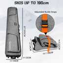 Goloni Ski Bag with Wheels, Padded Snowboard Bag for Air Travel,600D Waterproof Fabric, Foldable Snow Bag Fits 2 Pairs Skis Up to 190cm, Grey