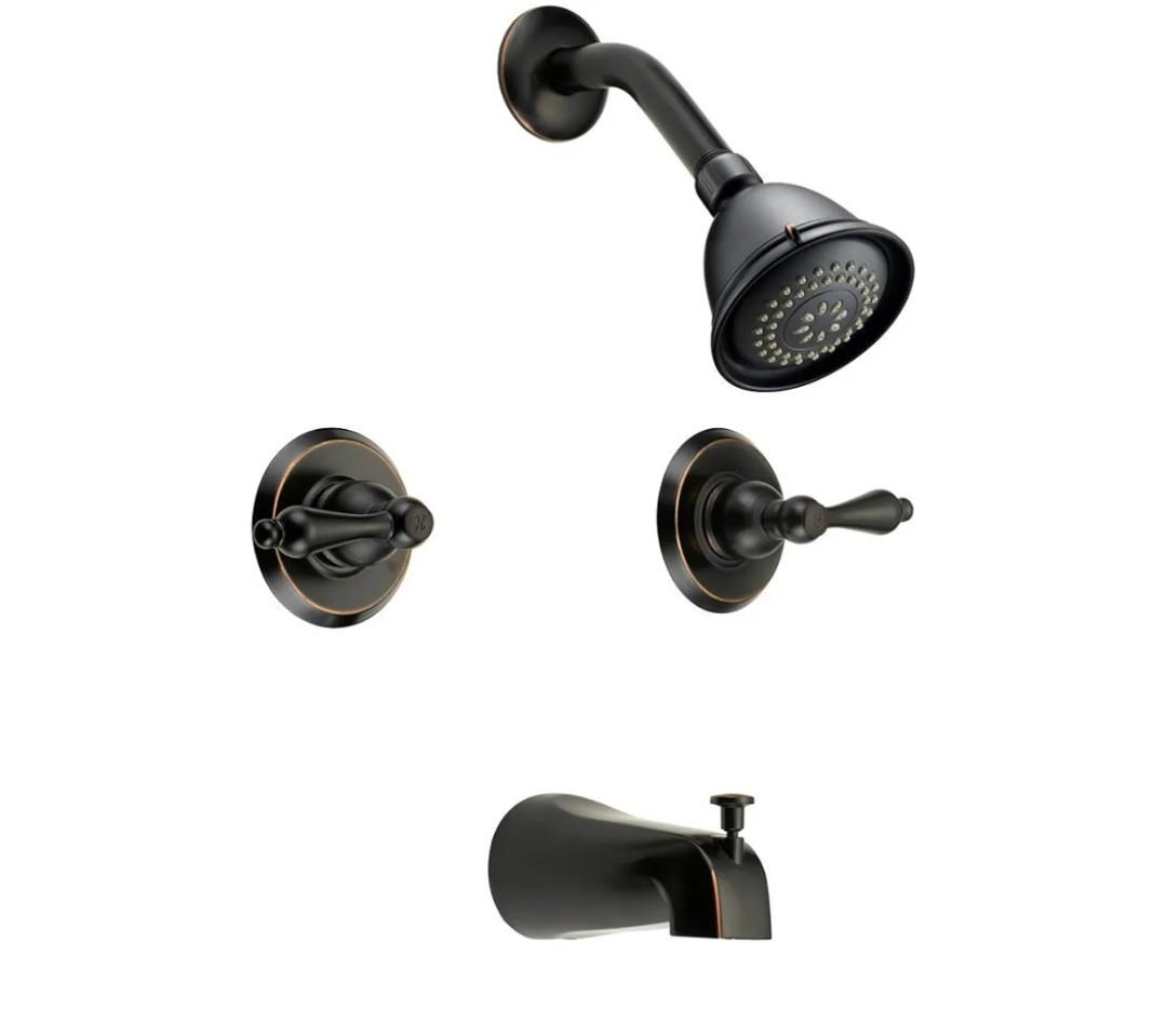 Designers Impressions 654752 Oil Rubbed Bronze Tub Shower Combo Faucet - Two Handle Mixer Design and Multi-Setting Shower Head - Convertible Designers Impressions 654752 Oil Rubbed Bronze Tub Shower Combo Faucet - Two Handle Mixer Design and Multi-Setting Shower Head - Convertible
