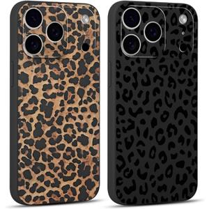 2 Pack for iPhone 17 Pro max 6.9'' Cheetah Print Cases, Cute Luxury Leopard Print Pattern Design Cases for Women Men Girls, Fashion Retro Shockproof Anti Scratch Protection Silicone Soft TPU Cover