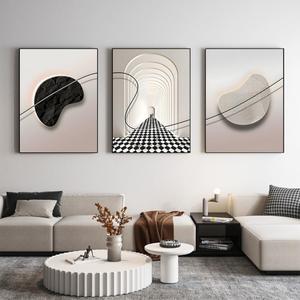 ARTFEB Large Framed Wall Art Set, Black and White Canvas Art Wall Decor, Abstract Nature Wall Pictures Prints, Modern Paintings Wall Art for Living Room, Bedroom, Home Office (16" X 24" X 3 pieces)