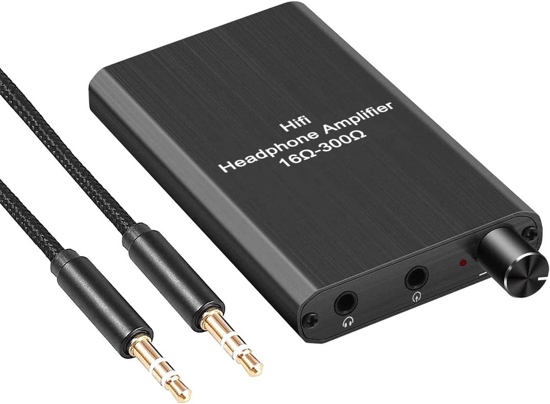 Portable Headphone Amplifier 3.5mm Stereo Audio in/Out Support Volume Control with GAIN Switch, Rechargeable Battery, 3.5mm Headphone Amp for Switch/PS4/iPhone/PC/MP3/4 /HD 650 Headphones ect.